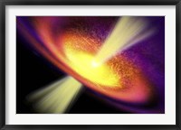 Powerful streams of energy spew out of a black hole in the middle of a galaxy Fine Art Print