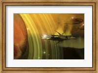 Space battle with two rival factions near a planetary body Fine Art Print