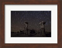 Star trails above sand tufa formations at Mono Lake, California Fine Art Print