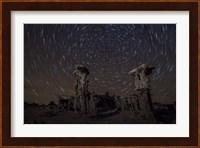 Star trails above sand tufa formations at Mono Lake, California Fine Art Print