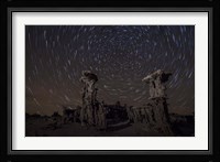 Star trails above sand tufa formations at Mono Lake, California Fine Art Print