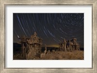 Star trails and intricate sand tufa formations at Mono Lake, California Fine Art Print