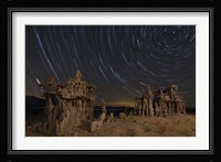 Star trails and intricate sand tufa formations at Mono Lake, California Fine Art Print