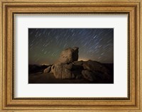 Star trails and large boulders Anza Borrego Desert State Park, California Fine Art Print