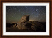 Star trails and large boulders Anza Borrego Desert State Park, California Fine Art Print