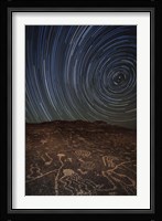 Star trails at an ancient petroglyph site near Bishop, California Fine Art Print