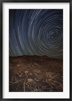Star trails at an ancient petroglyph site near Bishop, California Fine Art Print