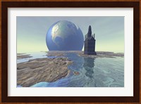 Terraforming the moon with water and buildings Fine Art Print