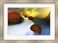 The planet Jupiter with its moon system Fine Art Print