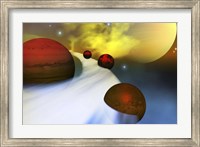 The planet Jupiter with its moon system Fine Art Print