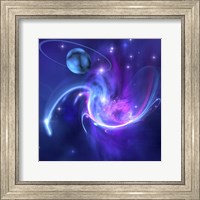A beautiful nebula and a ringed planet Fine Art Print