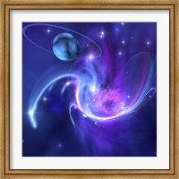 A beautiful nebula and a ringed planet Fine Art Print