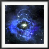 A brilliant star sends out magnetic waves out into surrounding space Framed Print