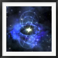 A brilliant star sends out magnetic waves out into surrounding space Framed Print