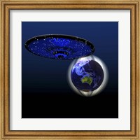 Magnetic Force Field Around Earth and Flying Saucer Fine Art Print
