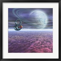 A probe from Earth is sent to Jupiter to scan the gaseous atmosphere Fine Art Print