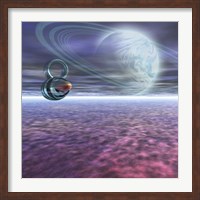 A probe from Earth is sent to Jupiter to scan the gaseous atmosphere Fine Art Print