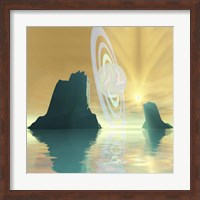 A striking sunburst on this cosmic seascape Fine Art Print