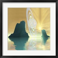 A striking sunburst on this cosmic seascape Fine Art Print