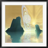 A striking sunburst on this cosmic seascape Fine Art Print