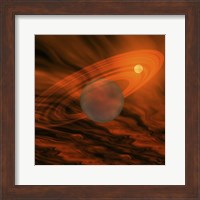Cosmic image of a giant gaseous ringed planet Fine Art Print