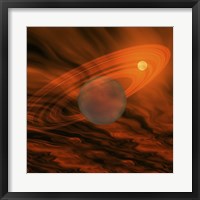 Cosmic image of a giant gaseous ringed planet Fine Art Print