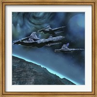 Starships near an alien planet Fine Art Print
