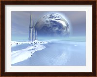 A castle sits near the ocean on this beautiful world Fine Art Print