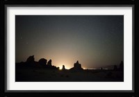 Large tufa formations at Trona Pinnacles against a backdrop of stars Fine Art Print