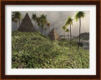 Two pyramids sit majestically among the surrounding jungle Fine Art Print