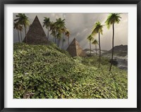 Two pyramids sit majestically among the surrounding jungle Fine Art Print