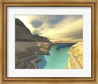 A blue shadow falls across the turquoise river waters of this canyon Fine Art Print