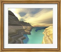 A blue shadow falls across the turquoise river waters of this canyon Fine Art Print