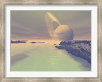 The landscape of Titan, one of Saturn's moons Fine Art Print