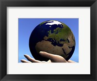The planet Earth is held in caring human hands Fine Art Print
