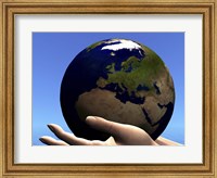 The planet Earth is held in caring human hands Fine Art Print