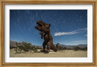 Tyrannosaurus rex sculpture against a backdrop of star trails, California Fine Art Print
