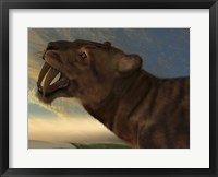 The Saber-Tooth Cat with dagger like front canine teeth Fine Art Print