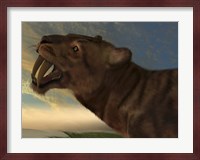 The Saber-Tooth Cat with dagger like front canine teeth Fine Art Print