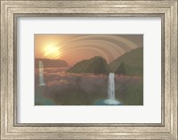Lush tropical jungle, river systems and waterfalls on an alien planet Fine Art Print