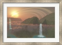 Lush tropical jungle, river systems and waterfalls on an alien planet Fine Art Print