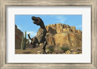 A T-Rex roars his defiance to all other dinosaurs in his territory Fine Art Print