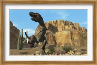 A T-Rex roars his defiance to all other dinosaurs in his territory Fine Art Print