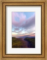 A dry riverbed winds its way down through a wilderness area Fine Art Print