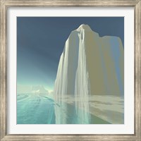 An iceberg is frozen in the clear ice of the ocean Fine Art Print