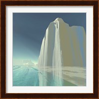 An iceberg is frozen in the clear ice of the ocean Fine Art Print