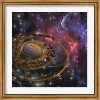 Large rocks swirl around and form a planet in the cosmos Fine Art Print
