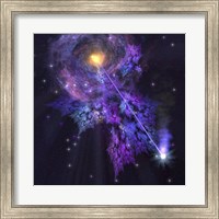 A shooting star radiates out from a black hole in the center of a galaxy Fine Art Print