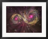 Two large stars dance around each other as one engulfs the other Fine Art Print