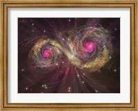 Two large stars dance around each other as one engulfs the other Fine Art Print
